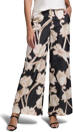 Nic+Zoe Midnight Florals Wide Leg Pants in Black Multi at Nordstrom Rack, Size 12