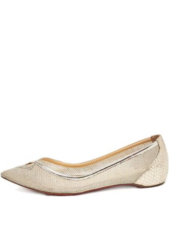 Christian Louboutin 1144878 Gold - women - Mesh/Leather/Mesh/Leather - 37 - Neutrals