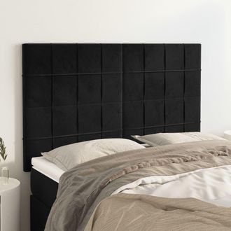 vidaXL Cabeceros 4 Unidades Terciopelo Negro 72x5x78/88 Cm Vidaxl
