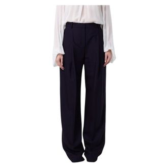 Elisabetta Franchi Pantaloni Palazzo a Righe Sottili - - Trousers - Donna - Blu - M