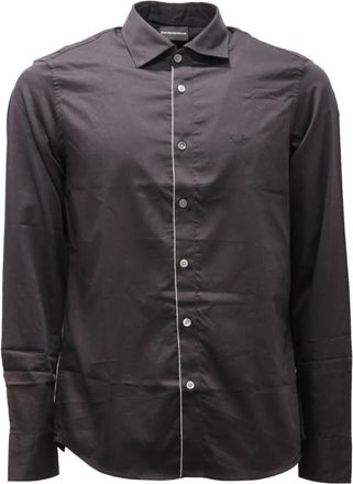 Armani Katoenen overhemd met afneembare kraag - Heren - Casual Overhemden - Zwart - S - Katoen - Overhemden