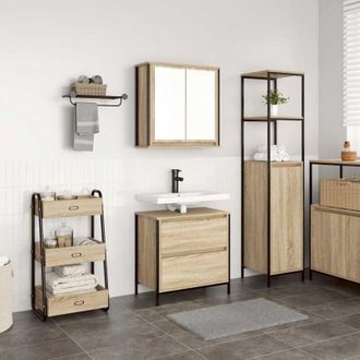 vidaXL Vidaxl - Set De Muebles De Ba&ntilde;o 2 Pzas Madera Contrachapada Roble Sonoma