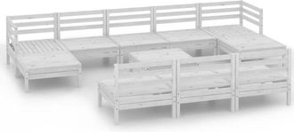 vidaXL 11 Piece Garden Lounge Set White Solid Wood Pine Vidaxl