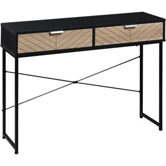 HOMCOM Tavolo consolle con 2 cassetti Tavolo per ingresso Soggiorno Nero - Homcom