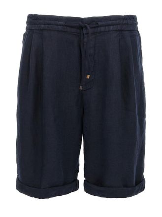Brunello Cucinelli Blue Linen bermuda shorts