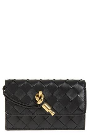 Bottega Veneta Andiamo Slip Intrecciato Leather Zip Card Case in 1019 Black-M Brass at Nordstrom