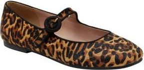 Linea Paolo Marley Leopard Print Genuine Calf Hair Flat in Cognac/Black at Nordstrom Rack, Size 8