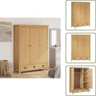 vidaXL The Living Store Armadio a 3 Ante Hill 127x50x170cm Legno Massello di Pino - Armadio in legno