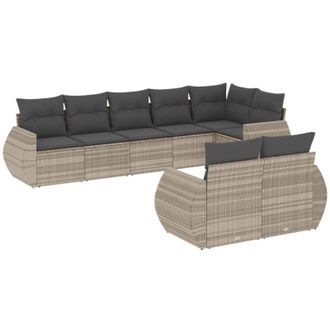 vidaXL Vidaxl - Set De Sof&aacute;s De Jard&iacute;n 8 Pzas Y Cojines Rat&aacute;n Sint&eacute;tico Gris