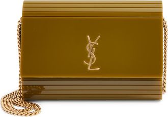 Saint Laurent Mini Vicky Plexiglas Minaudi&eacute;re in Khaki at Nordstrom