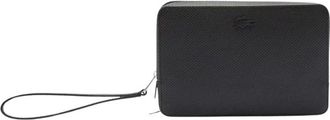 Lacoste Neceser con cremallera Chantaco de piel piqu&eacute; - Accessories - Mujer - Negro - ONE SIZE