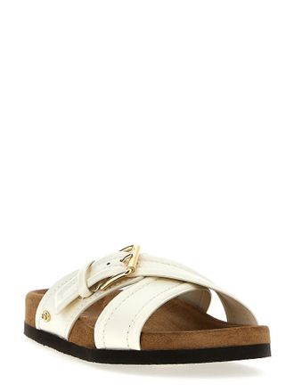 Valentino Garavani Womens White Calfskin Slides Shoe
