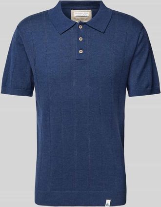 Colours & Sons Slim Fit Poloshirt mit Leinen-Anteil in Marine, Größe XXL