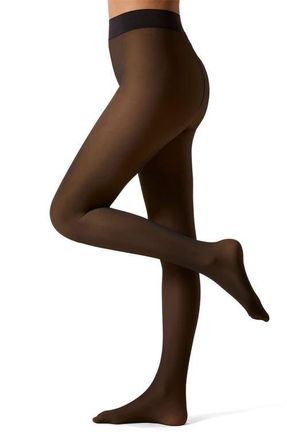 MeMoi Sheer Illusion Thermal Tights in Beige-Black at Nordstrom, Size Medium