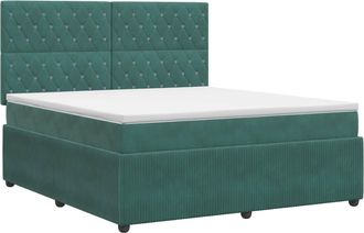 vidaXL Cama Box Spring Con Colch&oacute;n Verde Oscuro 140 X 190 Cm Vidaxl