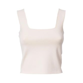 Max Mara Jacquard Crop Top - Dames - Tops zonder mouwen - Beige - L - Polyester - Tops