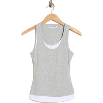 Madden Girl 2Fer Tank in Heather Grey With White at Nordstrom Rack, Size X-Large