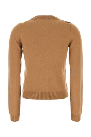 Ganni Womens Camel Wool Blend Cardigan Incense Maglieria