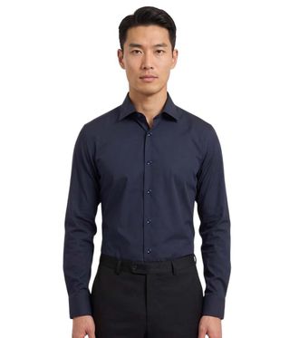 HUGO BOSS Navy Blue Solid Shirt