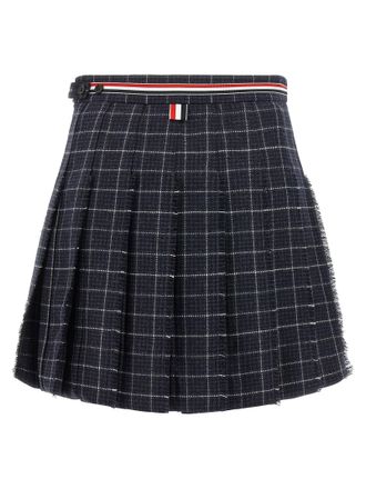Thom Browne Pleated Tweed Skirt - Navy