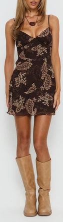 Princess Polly Abigaia Paisley Body-Con Minidress in Brown Paisley at Nordstrom, Size 10