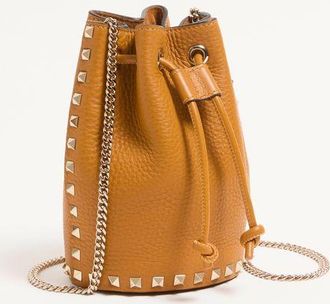 Valentino Garavani Mini borsa a secchiello Rockstud in vitello granato Donna GOLDEN CUIR UNI
