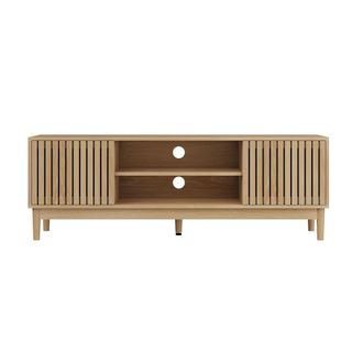 Urban Meuble Mueble TV efecto roble con 2 puertas y dise&ntilde;o de listones, 140 cm