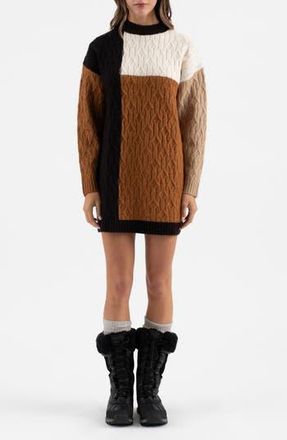 Blu Pepper Colorblock Long Sleeve Sweater Dress in Black Multi at Nordstrom Rack, Size Medium