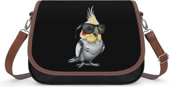 Generic Cockatiel Parrot Bird Crossbody Bags for Women Leather Tote Bag Travel Purse Shoulder Bag for Work Shopping