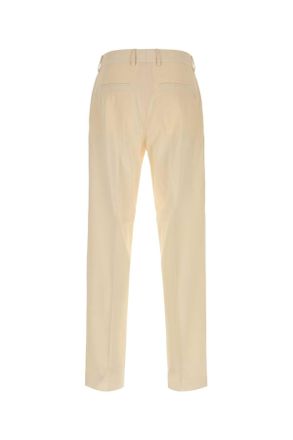 Fendi Mens Cream Gabardine Pant Naturale Exterior: Virgin Wool Pantaloni Trousers