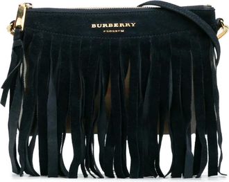 Burberry Borsa a tracolla Peyton in pelle scamosciata con frange 2012-2025 - Marrone