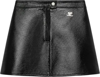 Courr&egrave;ges Rokken, Dames, Zwart, S, Katoen, Reedition Vinyl Mini Rok