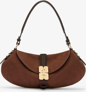 Ganni Brown B-Kat Bag in Suede
