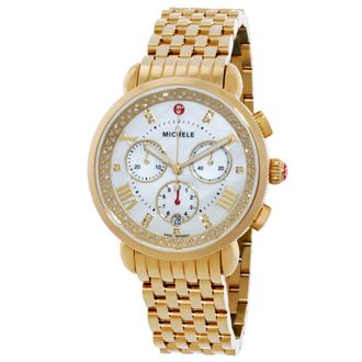 Michele Sport Sail Chronograph Quartz Diamond White Mother of Pearl Dial Ladies Watch MWW01C000143