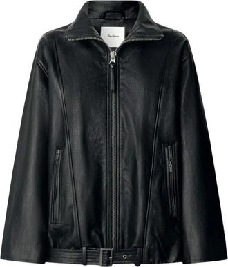 Pepe Jeans London Leren Jassen - Dames - Leren en Su&egrave;de Jassen - Zwart - XS - Leer - Jassen