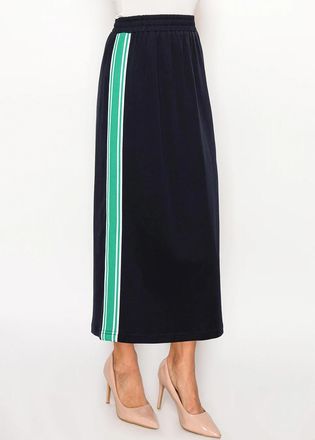 YAL New York Stretch Cotton Navy Stripe Skirt