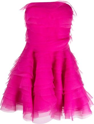Ana Radu ruffled organza minidress - women - Polyester - L - Pink