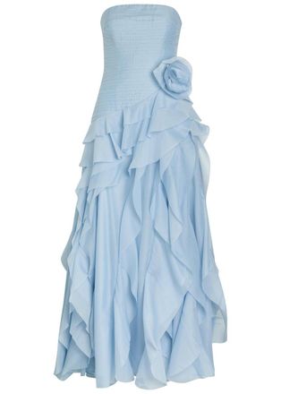 Aje Aje Canyon Floral-appliqu&eacute; Chiffon Gown - Light Blue - 16 (UK16 / XL)