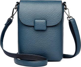 Generic Small Phone Bag Flap Shoulder Bags, Compatible For Women Soft Leather Solid Color Purse Ladies Crossbody Commuting(Blue)