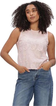 Object Objmya S/L RE O-Neck TOP - Dames - Tops zonder mouwen - Roze - M - Tops