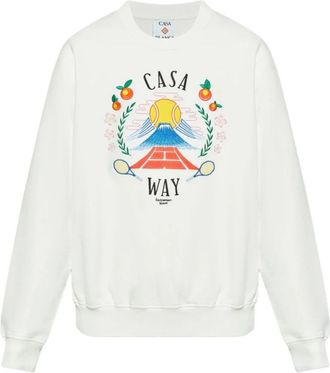 Casablanca Stijlvol wit sweatshirt Aw 25 - Heren - Sweatshirts - Wit - 2XL - Katoen - Hoodies & sweatvesten