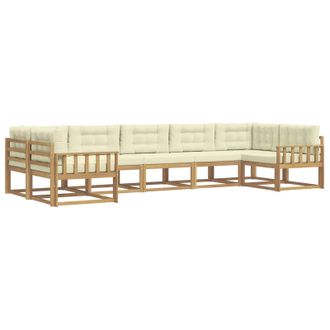 vidaXL Conjunto De Sof&aacute;s De Exterior Con Coj&iacute;n 7 Pcs Blanco Y Crema Vidaxl