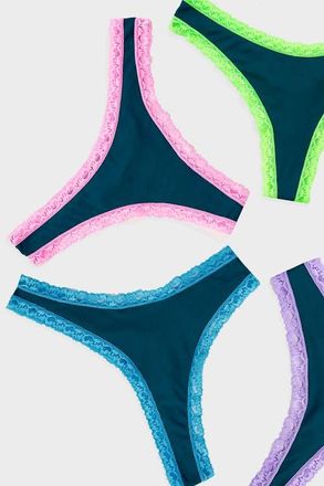 Stripe and Stare Thong Four Pack in Midnight Neon at Nordstrom, Size X-Small Uk