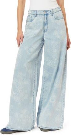 Kensie High Waist Elastic Back Palazzo Jeans in Logan Floral Toille at Nordstrom Rack, Size 12