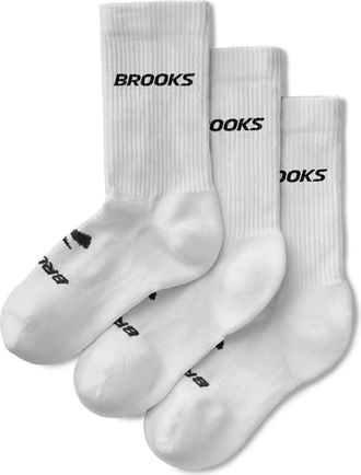 Brooks Run-In Crew Socks - 3 Pairs White XL