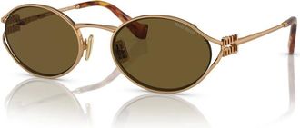 Miu Miu 52Ys Zonnebril - Dames - Accessoires - Geel - Maat: 54 MM Zijde