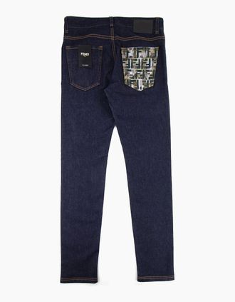 Fendi Mens Fendi Camouflage Pocket U.S. Skinny Jeans Dark Blue - Navy - Size: 32/32