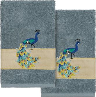Linum Home Textiles 100% Turkish Cotton Penelope 2Pc Embellished Hand Towel Set