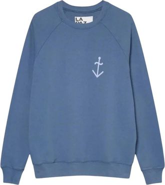 La Paz Cunha Print Sweat - Heren - Sweatshirts - Blauw - S - Katoen - Hoodies & sweatvesten