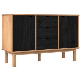 vidaXL Aparador Otta Negro 113,5 X 43 X 73 Cm Madera De Pino Maciza Vidaxl